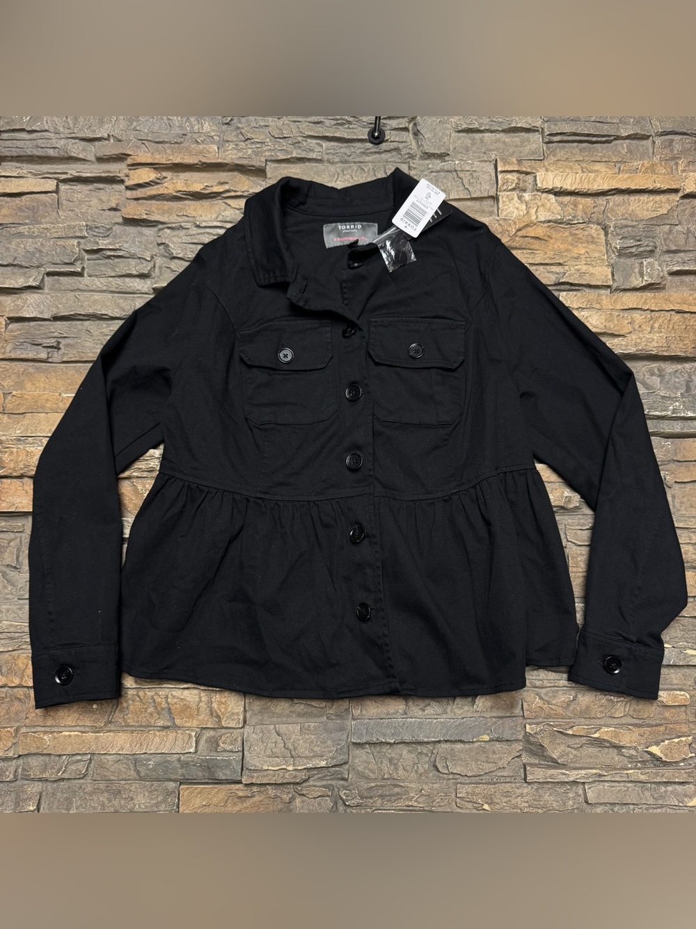 NEW TORRID Twill Utility Jacket Women’s M / L Medium Large Peplum Black NWT $89